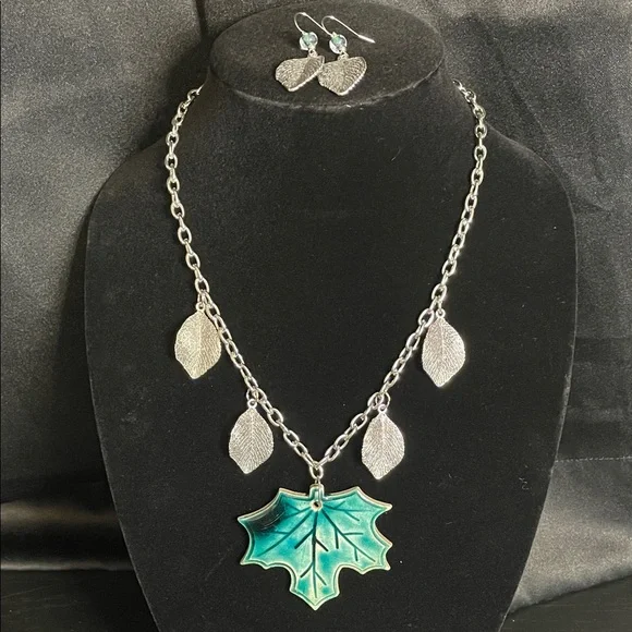 Clay Pendant Necklace & Earring Set OOAK Handmade - Picture 1 of 8